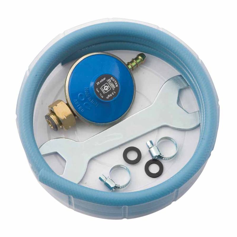 Set tubo gas per bruciatore 1,5 m con regolatore & chiave (Cod. art. 3307)